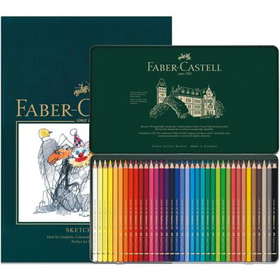 Faber Castell A4 Sketch Pad & Tin Of 36 Polychromos Artists Colouring Pencils - Faber Castell A4 Sketch Pad & Tin Of 36 Polychromos Artists Colouring Pencils -