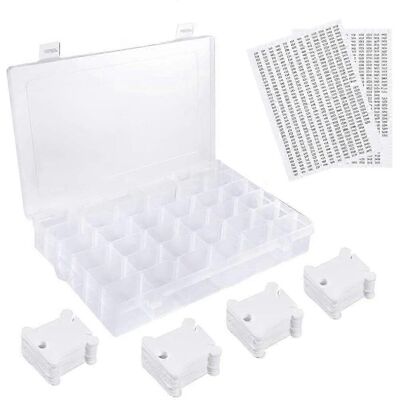 Kikidex (As show, One size) 36 Grids Plastic Embroidery Floss Organizer Box & 50 Floss B Kikidex (As show, One size) 36 Grids Plastic Embroidery Floss Organizer Box & 50 Floss B