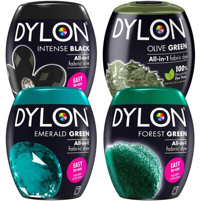Dylon Fabric Dye Pod Multipack – Intense Black & Green Shades Dylon Fabric Dye Pod Multipack – Intense Black & Green Shades