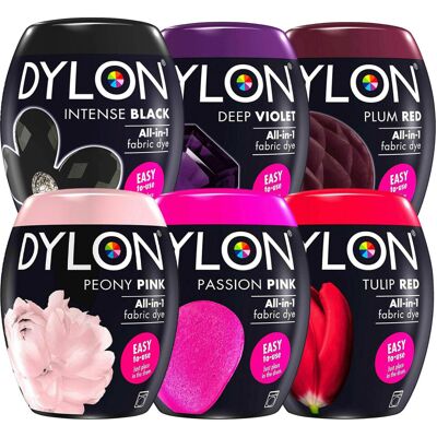 Dylon Fabric Dye Pod Multipack – Black, Purple, Red & Pink Shades Dylon Fabric Dye Pod Multipack – Black, Purple, Red & Pink Shades
