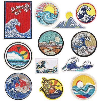 Unbranded (As show, One size) Iron-on Patch, 12 PCS Wave The Sunset Patch Sticker Iron-on Unbranded (As show, One size) Iron-on Patch, 12 PCS Wave The Sunset Patch Sticker Iron-on