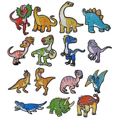Unbranded (As show, One size) Set of 15 computer Cartoon dinosaur embroidery sticker forei Unbranded (As show, One size) Set of 15 computer Cartoon dinosaur embroidery sticker forei