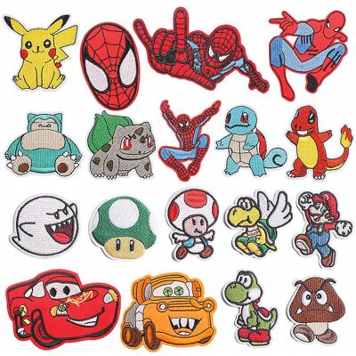 Unbranded (As show, One size) 18 Cartoon Characters Embroidered On Fabric Stickers For Chi Unbranded (As show, One size) 18 Cartoon Characters Embroidered On Fabric Stickers For Chi