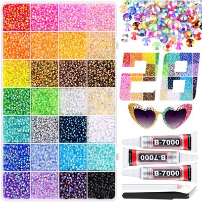 BELLEBOOST 26000Pcs Resin Rhinestones with 3Pcs B7000 Jewelry Glue for Crafting Multicolor BELLEBOOST 26000Pcs Resin Rhinestones with 3Pcs B7000 Jewelry Glue for Crafting Multicolor