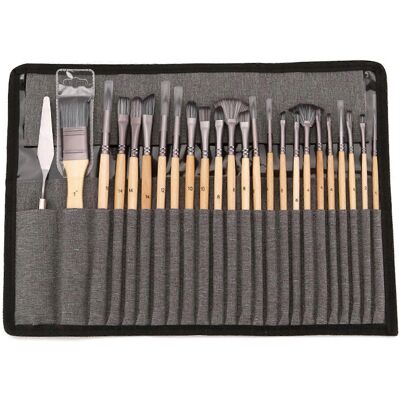 Unbranded (As show, One size) 24Pcs Pro Wooden Paint brushes with Brush Organizer Easter S Unbranded (As show, One size) 24Pcs Pro Wooden Paint brushes with Brush Organizer Easter S