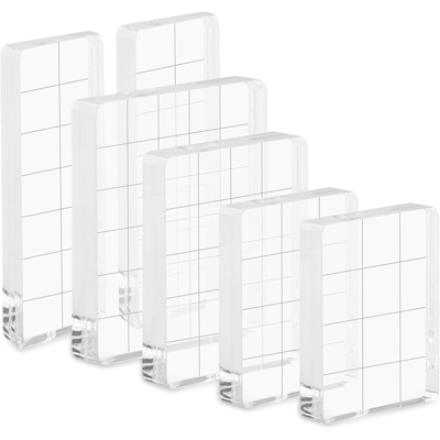 Saudism 6PCS Acrylic Stamp Block, 4 Size Clear Blocks Decorative Stamps Block Scrapbooki Saudism 6PCS Acrylic Stamp Block, 4 Size Clear Blocks Decorative Stamps Block Scrapbooki