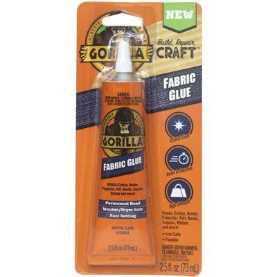 Gorilla Waterproof Fabric Glue 2.5 Ounce Tube Clear (Pack of 1) Gorilla Waterproof Fabric Glue 2.5 Ounce Tube Clear (Pack of 1)