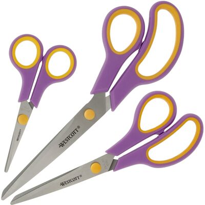 Westcott Easy Grip Scissors 3 Pieces Cassis Set of 3 Universal Westcott Easy Grip Scissors 3 Pieces Cassis Set of 3 Universal