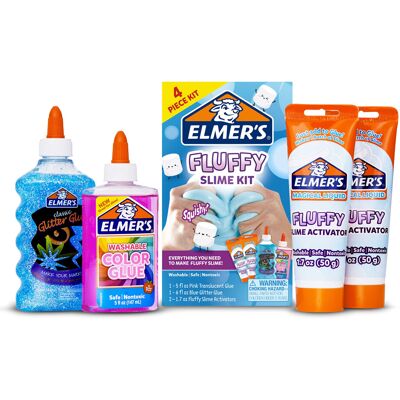 Elmer's Elmers Fluffy Slime Kit with 2 Activator Bottles, Translucent Color Glue & Glitt Elmer's Elmers Fluffy Slime Kit with 2 Activator Bottles, Translucent Color Glue & Glitt