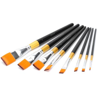 Unbranded 8Pcs Nylon Hair Flat Tip Paint Brushes Set for Acrylic & Watercolor Unbranded 8Pcs Nylon Hair Flat Tip Paint Brushes Set for Acrylic & Watercolor