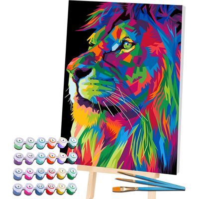 SPLAT PLANET Lion Painting by Numbers Framed, Fluorescent Neon Paint,Colouring b SPLAT PLANET Lion Painting by Numbers Framed, Fluorescent Neon Paint,Colouring b