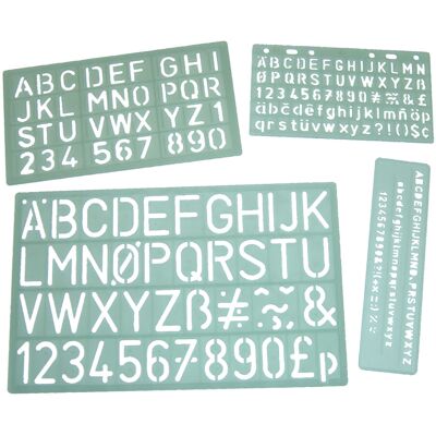 Major Brushes Lettering Stencil Set of 4 Major Brushes Lettering Stencil Set of 4
