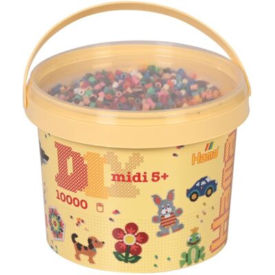 Hama Midi Beads Bucket, Approx.10.000 Fuse Beads, Mosaic Decoration Arts & Craft Hama Midi Beads Bucket, Approx.10.000 Fuse Beads, Mosaic Decoration Arts & Craft