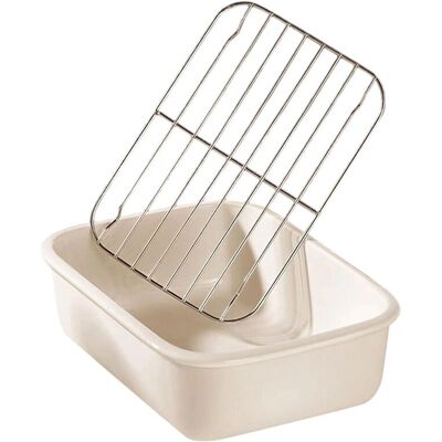 Saudism Lasagna Pans High-Temperature Ceramic Baking Tray Oil Draining Rectangular Steam Saudism Lasagna Pans High-Temperature Ceramic Baking Tray Oil Draining Rectangular Steam