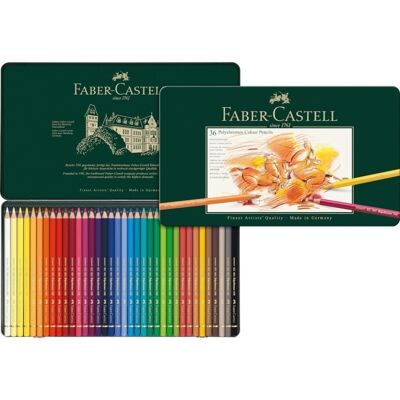 Faber Castell Art & Graphic Polychromos Colour Pencil, Multicoloured, Tin Of 36, Faber Castell Art & Graphic Polychromos Colour Pencil, Multicoloured, Tin Of 36,