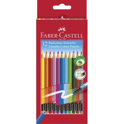 Faber Castell 12 Erasable Colour Pencils, F116612 Faber Castell 12 Erasable Colour Pencils, F116612