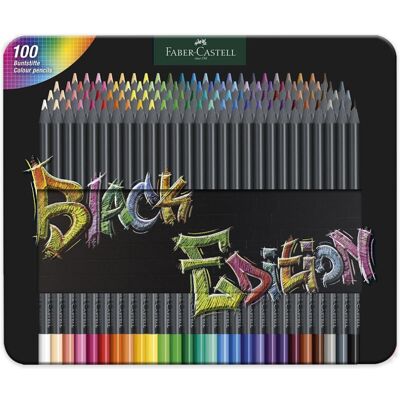 Faber Castell Black Edition Colour Pencils, Tin of 100 Faber Castell Black Edition Colour Pencils, Tin of 100