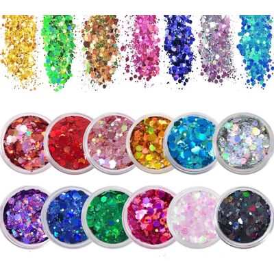 ruitao 12 Colors Face Glitter, Holographic Festival Glitter Hair Glitter for Body Eye H ruitao 12 Colors Face Glitter, Holographic Festival Glitter Hair Glitter for Body Eye H