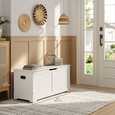 VASAGLE Storage Bench - White - Modern Style - 40x100x46 cm VASAGLE Storage Bench - White - Modern Style - 40x100x46 cm