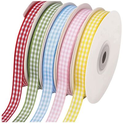 Saudism 5 Color Gingham Ribbon 3/8" Plaid Ribbons for Crafts Picnic Decor Sewing Project Saudism 5 Color Gingham Ribbon 3/8" Plaid Ribbons for Crafts Picnic Decor Sewing Project