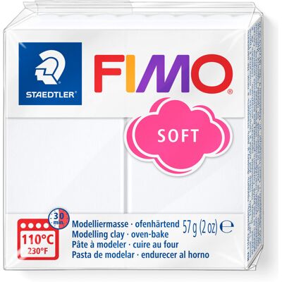 STAEDTLER 8020-0 FIMO Soft Oven-Hardening Polymer Modelling Clay - White (1 x 57 STAEDTLER 8020-0 FIMO Soft Oven-Hardening Polymer Modelling Clay - White (1 x 57