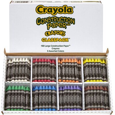 Crayola Construction Paper Crayon Classpack, 8 Colors, Pack of 160, Assorted, La Crayola Construction Paper Crayon Classpack, 8 Colors, Pack of 160, Assorted, La