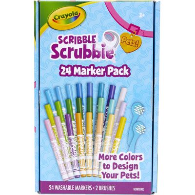 Crayola Scribble Scrubbie Pets Marker Set, 24 Washable Markers For Kids, Gifts F Crayola Scribble Scrubbie Pets Marker Set, 24 Washable Markers For Kids, Gifts F
