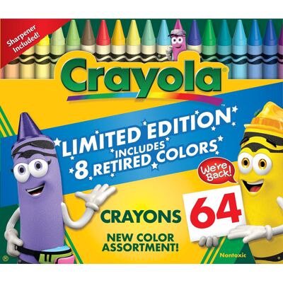 Crayola Limited Edition Crayons - Set of 64 with 8 Retired Colors Crayola Limited Edition Crayons - Set of 64 with 8 Retired Colors