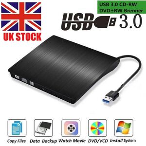 Unbranded (Black) USB 3.0 External DVD RW Drive CD DVD Rewriter Burner Reader for Laptop P Unbranded (Black) USB 3.0 External DVD RW Drive CD DVD Rewriter Burner Reader for Laptop P