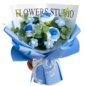Unbranded Hand-Knitted Rose Flower Bouquet Ready-Made Knitted Flower,E Unbranded Hand-Knitted Rose Flower Bouquet Ready-Made Knitted Flower,E