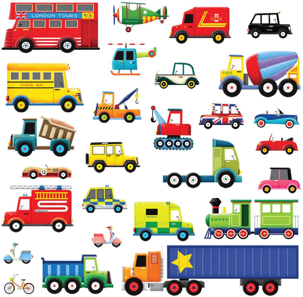 Decowall DW-1205 27 Transports Kids Wall Stickers Wall Decals Peel and Stick Rem