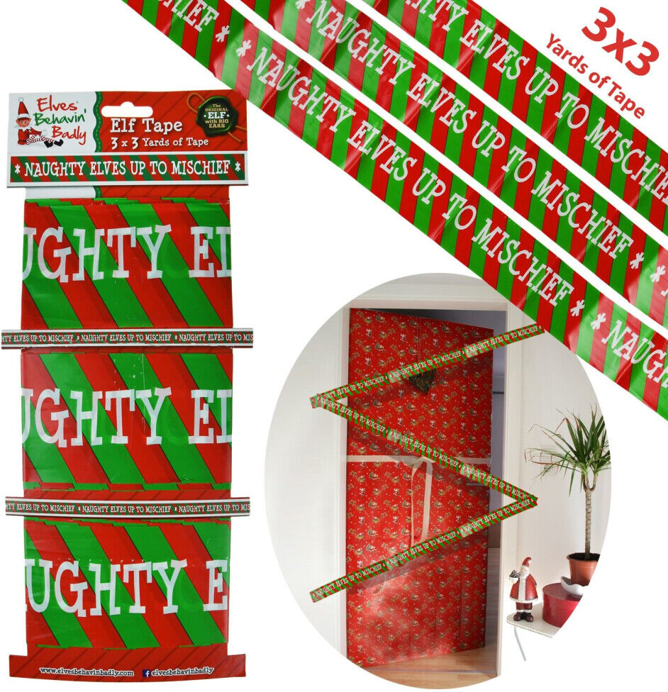 PMS INTERNATIONAL Christmas Naughty Elf on Shelf Printed Tape Banner Presents Decoration 8m x 8cm