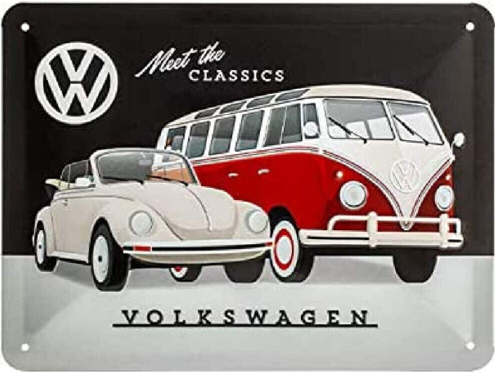 Nostalgic Art Nostalgic-Art Retro Tin Sign ? Volkswagen ? VW ? Meet The Classics ? Bus Gift id