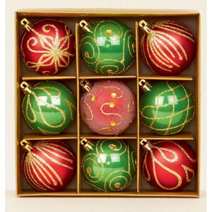 Set of 9 Red & Green Christmas Tree Baubles Xmas Festive Decorations by Premier Set of 9 Red & Green Christmas Tree Baubles Xmas Festive Decorations by Premier