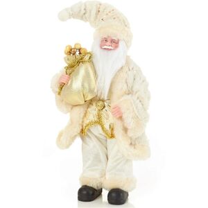 Premier Christmas Decoration 30cm Standing Decorative Santa with Sack - Ivory/Gold Premier Christmas Decoration 30cm Standing Decorative Santa with Sack - Ivory/Gold