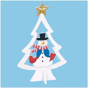Premier 25cm Wooden Christmas Tree with Character - White with Snowman Premier 25cm Wooden Christmas Tree with Character - White with Snowman