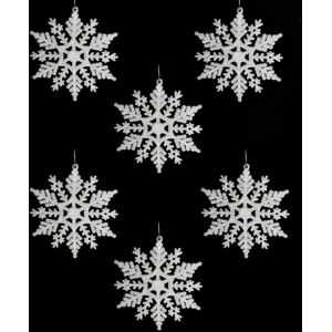 Davies Products Christmas Tree Decorations - 6 Pack Glitter Snowflakes - 54423 WHITE Davies Products Christmas Tree Decorations - 6 Pack Glitter Snowflakes - 54423 WHITE