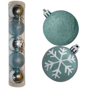 Davies Products Christmas Decoration 5 Pack 60mm Snowflake & Glitter Baubles - Ice Blue Davies Products Christmas Decoration 5 Pack 60mm Snowflake & Glitter Baubles - Ice Blue