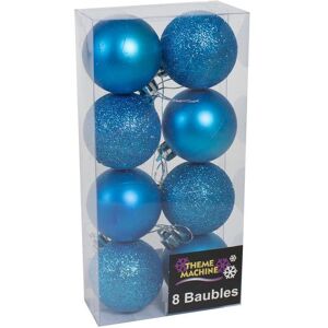Davies Products 8pk Blue Plain & Glittery 50mm Baubles Christmas Tree Decorations Davies Products 8pk Blue Plain & Glittery 50mm Baubles Christmas Tree Decorations