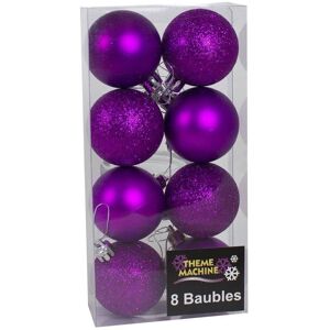 Davies Products Christmas Decoration 8 Pack 50mm Glitter / Plain Baubles - Purple Davies Products Christmas Decoration 8 Pack 50mm Glitter / Plain Baubles - Purple