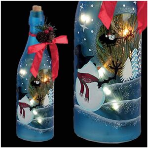 Premier Christmas Decoration 29cm Battery Light Up Glass Bottle - Snowman Premier Christmas Decoration 29cm Battery Light Up Glass Bottle - Snowman