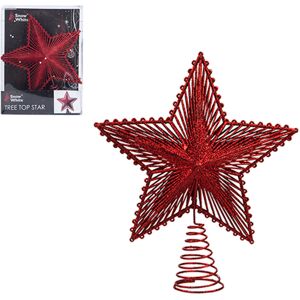 Snow White Christmas Tree Top Star 200mm Full Glitter Decoration - Red Snow White Christmas Tree Top Star 200mm Full Glitter Decoration - Red