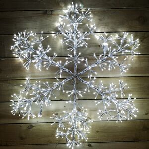 Premier 90cm Silver Starburst Snowflake Wall Window Decoration With 660 White LE Premier 90cm Silver Starburst Snowflake Wall Window Decoration With 660 White LE