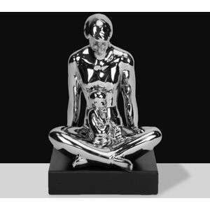 WIDDOP and Co. Silver Finish Ceramic Cross-Legged Woman with Child Figurine WIDDOP and Co. Silver Finish Ceramic Cross-Legged Woman with Child Figurine