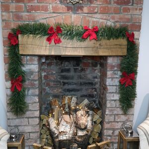 2.7m (9ft) x 20cm Christmas Premier Green Tinsel Garland with 6 Red Velvet Bows 2.7m (9ft) x 20cm Christmas Premier Green Tinsel Garland with 6 Red Velvet Bows