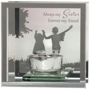 WIDDOP and Co. Sisters Mirrored Glass Tealight Holder Plaque by Reflections Sentimental Gift WIDDOP and Co. Sisters Mirrored Glass Tealight Holder Plaque by Reflections Sentimental Gift