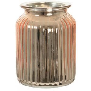 Lotus Rose Gold Ribbed Design Glass Flower Vase Wide Mouth Lotus Rose Gold Ribbed Design Glass Flower Vase Wide Mouth