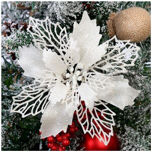 Unbranded (White, 10Pcs) 10X Large Poinsettia Decor Glitter Flower Hanging Tree Home Party Unbranded (White, 10Pcs) 10X Large Poinsettia Decor Glitter Flower Hanging Tree Home Party