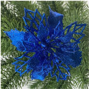 Unbranded (Royal Blue, 10Pcs) 10X Large Poinsettia Decor Glitter Flower Hanging Tree Home Unbranded (Royal Blue, 10Pcs) 10X Large Poinsettia Decor Glitter Flower Hanging Tree Home