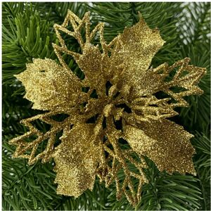 Unbranded (Gold, 10Pcs) 10X Large Poinsettia Decor Glitter Flower Hanging Tree Home Party Unbranded (Gold, 10Pcs) 10X Large Poinsettia Decor Glitter Flower Hanging Tree Home Party